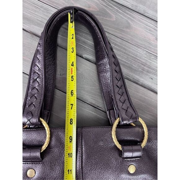 Elliott Lucca Brown Sheen 100% Leather Tote Shoulder Bag - Picture 12 of 16